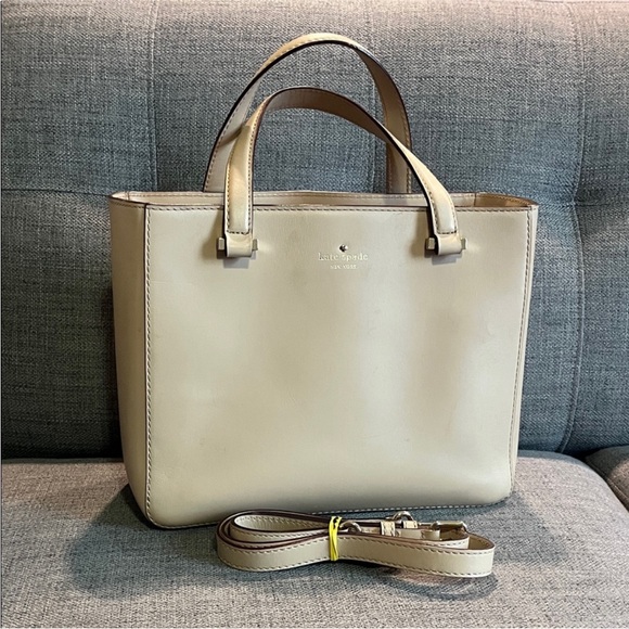 Kate Spade Leila Triple compartment Crossbody Leather Tote Gold hardware GUC - Picture 1 of 16